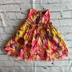 Baby Gap 3-6 Months Floral Dress Pink Mesh Layered Littke Girl Party Sleeveless